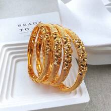 1pc Chinese Style Tripple Flower Clasp Bangle Bracelet, Metal Alloy Vintage Fashion Jewelry, Suitable For Evening Party, Wedding, Festival