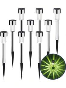 12pcs/10pcs Solar Stainless Steel Outdoor Pathway Lights, Waterproof Solar Powered Garden Decor Lights For Halloween, Christmas, Thanksgiving And Other Outdoor Holidays, Stainless Steel LED Landscape Path Lights, Solar Powered, Decorate Your Garden, Patio, Walkway, Driveway, Lawn - Multicolor - View 13