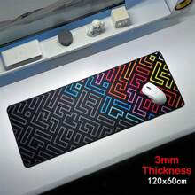 120 X 60 厘米厚鼠标垫，带缝合边缘，彩色桌垫 - 防滑橡胶底座，3 毫米厚度 - 黑色 - 查看 2