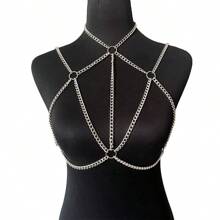 1pc European & American Sexy Metal Circle Hollow Out Back Chain, Women Body Jewelry For Nightclub, Beach Party