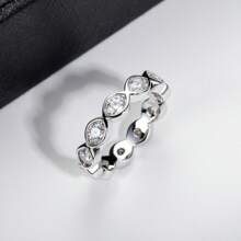 ANU JEWEL Anillo De Banda De Moissanite De 3,5 Mm, Anillos De Plata Esterlina 925, Joyería Nupcial De Compromiso De Bodas