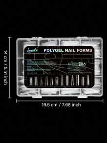 宝可 288片/12种不同形状的按压式美甲片，弹簧可重复使用，无纸托盘，延长美甲模具，3D设计假指甲贴片美甲模具套装，盒装夏季按压式美甲片 - 無色 - 查看 4