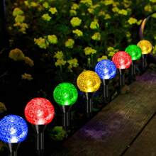 1 pieza de 20 luces, luces de cadena para patio, jardín y sendero, luces decorativas en forma de bola de cristal, luces solares LED de bola de burbujas para insertar en el suelo, para decorar jardín, camping, fiestas, el 4 de julio, Navidad, bodas, bailes de graduación y ambiente del patio