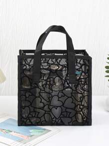 1个经典黑色心形网眼便携手提化妆包，透气网眼材质，适合宿舍、外出、海滩度假等场合，是送给女孩和女性的完美礼物。推荐单品：化妆包、旅行包、收纳包、化妆品整理包、洗漱包、桌面收纳包、化妆包、化妆袋、化妆品整理包、梳妆台配件、化妆袋、女士化妆洗漱包、小型化妆包、女士洗漱包、小型化妆包、女士洗漱包、女士礼物、圣诞礼物、女士礼物创意 - 黑色 - 查看 6