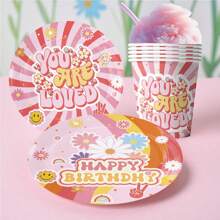 10pcs/20pcs Spring Forest Daisy Theme Disposable Tableware Set: Paper Cups, Napkins, Plates. Handpainted Floral Cutlery Combo For Picnic, Wedding, Birthday Party, Afternoon Tea, Dessert Bar Decor, Suitable For Engagement, Wedding, Family Gathering, Classmates Reunion