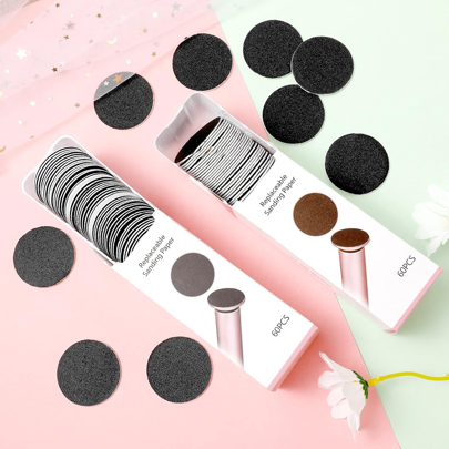 120 piezas de discos de lija reemplazables, puntas 2 dedos, disco de recambio de almohadilla de lija, disco de lima para pies, disco de callosidades para lima eléctrica para pies, de piel dura y callosa (grano 80, grano 180)