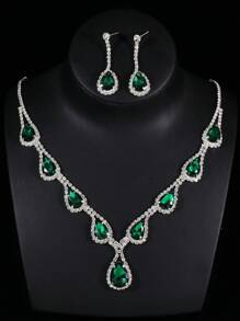 Set de 4 piezas: Corona de niña de las flores para boda, conjunto de collar y aretes de cristal, accesorios para vestirse para fiesta, festival y evento, apropiado para presentaciones en escenario, pasarela y regalo de cumpleaños para niños