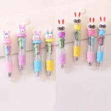 5pcs Random Bunny Shaped 4-Color Retractable Ball Point Pens, Mini Easter Gifts