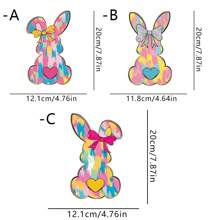 1pc Easter Bunny Wooden Pendant - Colorful Bunny Shape Design, Watercolor Rendering Love Bow Illustration Design, Country Home Decor, Suitable For Front Door, Porch, Living Room, Bedroom - Indoor/Outdoor Easter Decoration Gifts Birthday Graduation