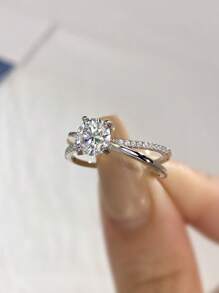 1Pc Advanced Bowknot 1ct Moissanite Diamond Wedding Band Ring Design D Color S925 Sterling Silver Ring,Suitable For Engagement, Wives, Girlfriends, Birthday Gifts, Anniversary Gifts Bridal Fine Jewelry