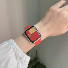 1条超薄硅胶表带，兼容，女士运动款，尺寸：38mm、40mm、41mm、42mm、44mm、45mm、46mm、49mm；纤薄橡胶表带，兼容 Ultra、S10、9/8/7/6/5/4/3/2/1、SE系列 - 紅色 - 查看 2