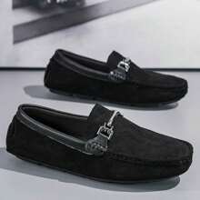 New Men's Slip-On Loafer Shoes, Casual Fashion Moccasins, Korean Style Handmade Low-Top Suede Sneakers