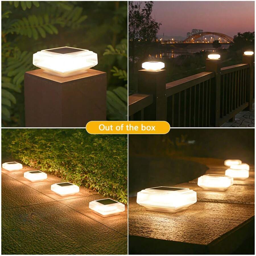Solar Powered Modern Minimalist Outdoor IP44 Pillar Lights, Suitable For Yard, Villa, Railing, Fence, New Design Column Lights, Outdoor Garden Lighting For Pathway, Yard, Patio - Multicolor - View 1