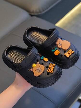 1 双儿童夏季凉鞋，可调节透气镂空一脚蹬 EVA 拖鞋