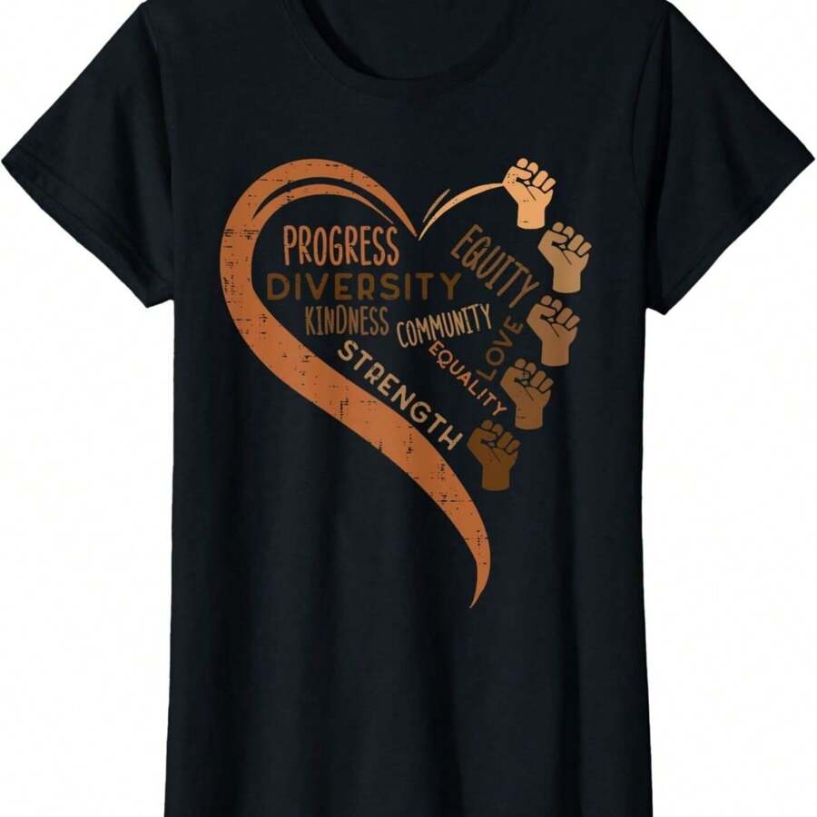 Fists Equity  African Women Gift Ladies' Crewneck T-Shirt - 黑色 - 查看 1