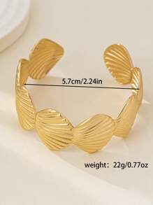 1pc Minimalist Fashion Elegant Seashell Shaped Bracelet, Versatile - Shell Golden Yellow - View 5