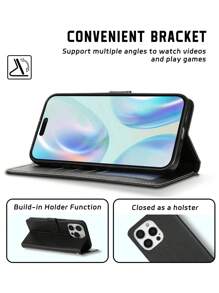 Wallet Flip Leather Phone Case Compatible With Galaxy S25/S25 Plus/S25 Ultra, Phone Card Bag With Photo Frame Highend Case Compatible With Iphone 16 Pro Max/IPhone 16 Plus/Iphone 16 Pro/IPhone16, Cool With Bracket Function With Hand-Made Skin Leather Material Can Be Installed With Credit Card Bank Currency Mobile Phone Leather Case Compatible With Iphone