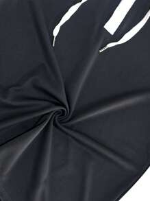 1pc Men's Black Hooded Sports Tank Top, Comfortable & Skin-Friendly, Pullover Style Casual Sports Vest