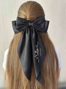 Gepersonaliseerde haarspeld met strik en naam, gepersonaliseerde satijnen haarspeld met lange staart, haarelastiekjes met lange staart, stijlvolle haarstylingaccessoires voor dames, vintage grote satijnen hoofdtooi in Franse stijl uit de jaren 90, gepersonaliseerde haarstrikken met veerclip, ideale cadeaus voor haar vriendin, duurzaam, gegraveerd, roestvrij, kleurrijk, schattig, schattig, grappig, kawaii, Y2K, stijlvol, unisex, casual, op maat gemaakt, gepersonaliseerd, uniek, aangepast, ideale cadeaus voor hem, ideale cadeaus voor haar, haar, vriend, vriendin, familie, vrienden