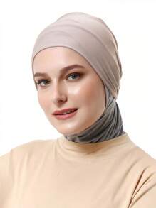 1pc Arab Dubai/Turkish Classic Solid Color Soft, Breathable, Stretchy Wide-Banded Sweat-Absorbent Non-Slip Multifunctional Hair Band Headscarf, Suitable For Sports, Yoga, Makeup And Daily Wear - Gray Beige - View 7