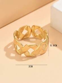 1 Piece Elegant Vintage Braided Stainless Steel Adjustable Open Ring, 18K Gold Plated Non-Fading Jewelry, Women Everyday Wear