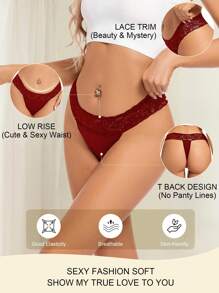 3Pcs Set Of Absorbable Physiological Underwear For Valentine's Day Women's Sexy Underwear, Comfortable And Elastic Close Fitting Underwear Suitable For Women's Menstrual Period Leak Proof Thong - 彩色 - 查看 6
