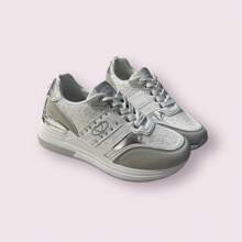 Modische, vielseitige Plateausneaker mit Farbblöcken - Beige - Übersicht 3