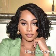 Women's Basic Loose Curly Bob Wig Brazilian Remy Human Hair | 13x4 Lace Front Wig HD Transparent Lace Wig For African Women Loose Wave Curly Suitable For Daily Use And Major Festivals Such As Musical Festival