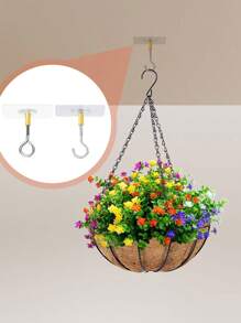 1pc Adhesive Ceiling Hook, Stainless Steel Eye Hook For Hanging Small Plants, Lanterns, Wind Chimes, Decor Without Drilling