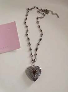 哥特式黑色心形星形吊坠项链 男女皆宜 银色爱心短颈链 朋克 Y2K 饰品 珠宝配饰