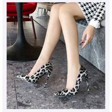 Women Elegant Fashion High Heel Sandals Leopard Pointed Toe Pumps Thin Heel Plus Size Single Shoes Sexy Female Shoes-12cm Heel Height - White - View 1