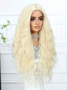 High Quality Fluffy Women's Wig Gold 28 "Mid-Length Curly Wig Synthetic Heat Resistant Fiber Perfect For Holiday Travel Family Party Cosplay Everyday Wear