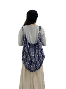 Geantă de umăr cu model carouri albastre, geantă crossbody pentru femei, practică minimalistă ocazională, geantă pliabilă de capacitate mare, țesătură ușoară, moale, multifuncțională, design cu fermoar, potrivită pentru muncă, studiu, călătorii, unisex