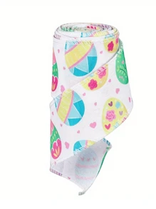 1 rollo Cinta de colores de Pascua Cinta de conejo y huevo creativa Atmósfera festiva Rayas Decoración para el hogar Suministros para fiestas - Multicolor - Ver 7