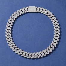 20mm Iced Out Cuban Link Chain Hip Hop Rhinestone Chain Necklace Bling Rhinestone Thick Cuban Link Chain Necklace Luxury Hip Hop Jewelry For Men And Women - 20MM - View 1