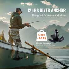 River Anchor, 12 LBS Or 30 LBS Boat Anchor Cast Iron Black Vinyl-Coated With Shackle, Marine Grade Mushroom Anchor For Boats Up To 10 Ft, Impressive Holding Power In River And Mud Bottom Lakes - 12 LBS Boat Anchor - View 2