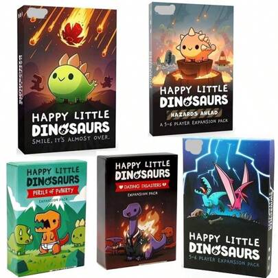 Juego de cartas estratégico "Feliz pequeño dinosaurio", juego cooperativo para reuniones familiares, juego de fiesta multijugador de ocio, juego de mesa interactivo familiar, material de papel - Juego de relajación y habilidades sociales, adecuado para fiestas y vacaciones | Juego de cartas interactivo, adecuado para fiestas y reuniones familiares