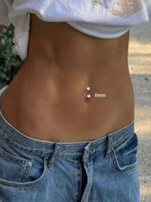 1PC S999 Sterling Silver Shambhala U-Shaped Double Diamond Navel Nail, Navel Button,Belly Ring,Body Piercing Jewelry,6mm,8mm,10mm
