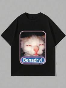 Benadryl Meme Cat Benny Cute & Funny T-Shirt - màu đen - Xem 1