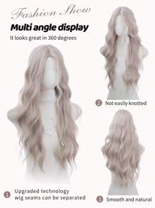 1 Synthetic Heat-Resistant ,Wavy Wigs Pink Wig ,28 Inches Long, Made Of Fiber, Suitable For Daily Use, Natural And Realistic Fake Hair(Excluding Accessories)