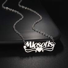 1pc Customized Name Necklace, Fashionable Stainless Steel Customizable In Various Styles, Laser Cut Pendant/Minimalist Design/Women & Men Summer Accessory/Birthday Party/Valentine's Day Gift - Silver - View 5