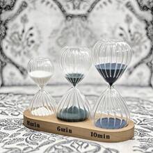 1 set Cronometro a righe creativo da 3/6/15 minuti con base in legno, strumento per la gestione del tempo e decorazione