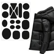 1set/18pcs Self-Adhesive Down Jacket Repair Patches, Seamless, High-End Mending And Patching For Clothing, Leather Garments, Holes, Black Embroidered Fabric Patches