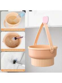 1pc Makeup Brush Cleaner Mat 3 In 1 Silicone Makeup Brush Cleaner Bowl Cosmetic Brushes Cleaning Tool Organizer For Storage And Air Dry,Clean Makeup Brush, Sponge, Powder Puff And Other Cleaners Makeup Tools Air Drying Rack