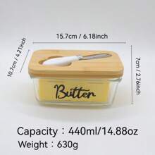 玻璃黄油盘配竹盖和刀，密封保鲜，大号黄油盘，适合东海岸和西海岸黄油，适合台面和冰箱储存，优质玻璃黄油盒 - 均碼 - 查看 5