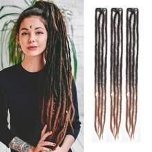 3 Piezas de extensiones de rastas sintéticas rectas de 24 pulgadas con doble extremo, hechas a mano, suaves, de estilo reggae hippie, para mujeres
