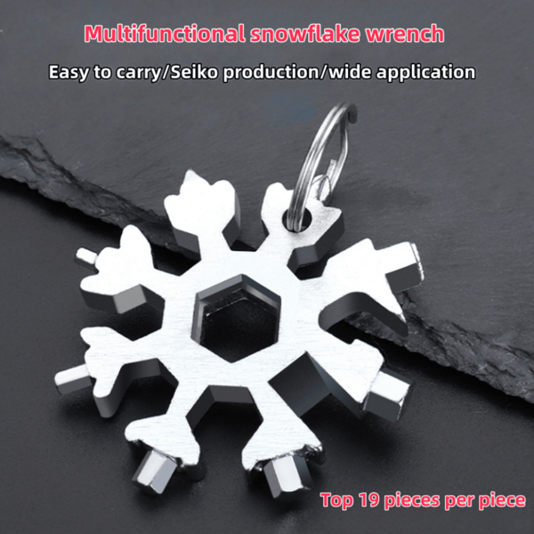 Clé multifonctionnelle en forme de flocon de neige, disponible en 1 pièce, 3 pièces, 12 pièces. Clé hexagonale mini en acier au carbone haute résistance. Outil de combinaison portable pour l'extérieur avec ouvre-bouteille, convient pour diverses occasions