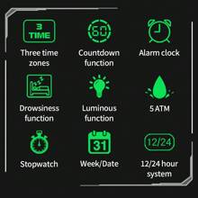 SANDA. SANDA Square Dial Digital Watch For Men Military Army Countdown Sport Quartz Wristwatch Man Large Dial Silicone Multifunctional Chronograph Waterproof Male LED Clock