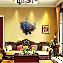 1 pieza Decoración de pared de pavo real de hierro artístico colorido, adecuado para uso exterior o interior, decoración del hogar para primavera y verano, adecuado para pared, cerca, tocón de árbol, villa, sala de estar, dormitorio, de exquisita calidad, finamente elaborado