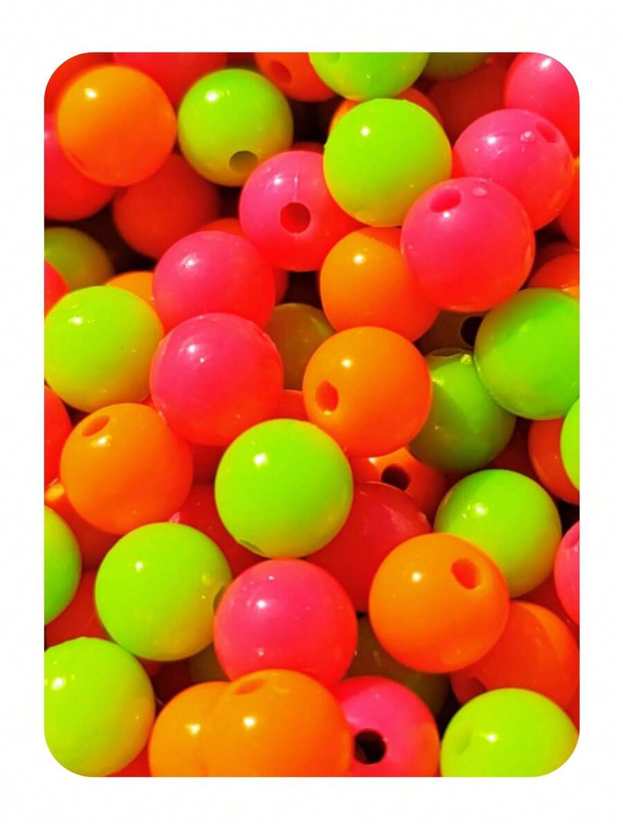 200 Pearl Beads 8mm Mix Colors Seed Beads Crafts Jewelry - Campuran Neon - View 1
